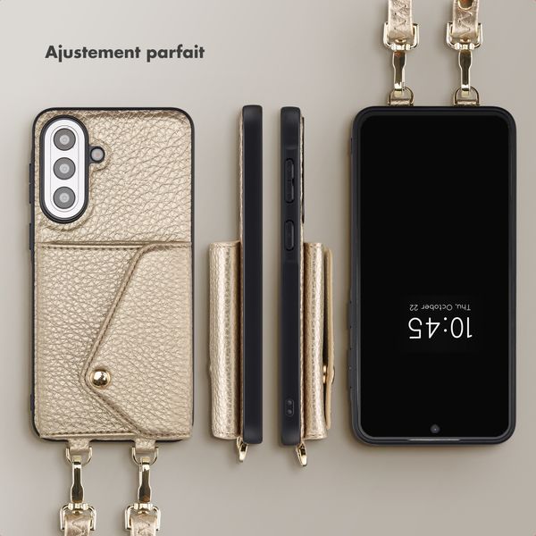 Selencia Coque de télephone Sera avec cordon et porte-cartes enveloppe Samsung Galaxy A57 (5G) - Champagne