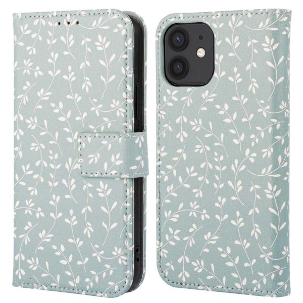 imoshion Étui de téléphone portefeuille Design iPhone 12 (Pro) - Smoke Green Flowers