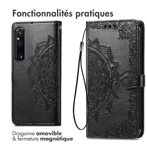 imoshion Etui de téléphone portefeuille Mandala Sony Xperia 1 V - Noir