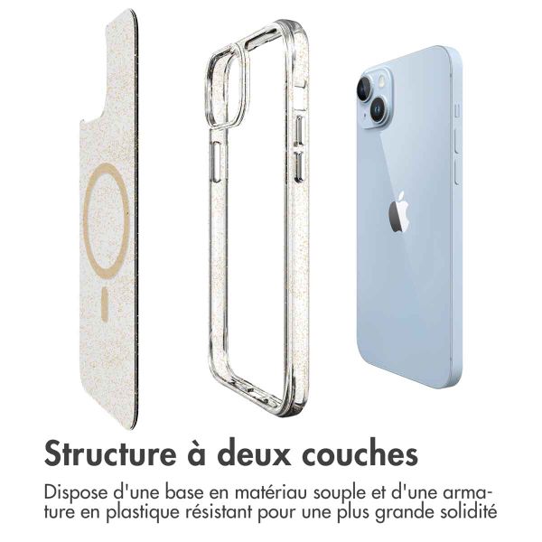 imoshion Coque arrière transparente Pailletée avec MagSafe Apple iPhone 14 - Doré
