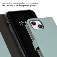 Selencia Étui de téléphone portefeuille en cuir véritable iPhone 15 - Air Blue