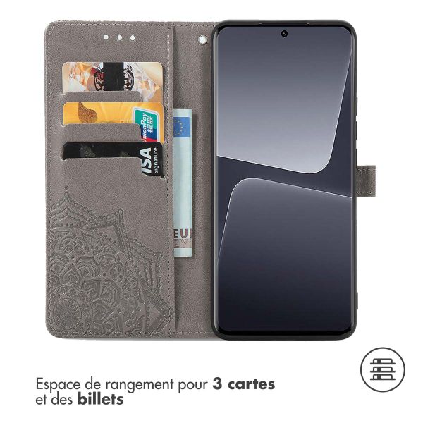 imoshion Etui de téléphone portefeuille Mandala Xiaomi 13 Pro - Gris