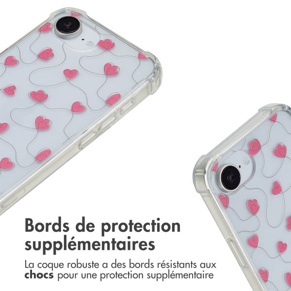 imoshion Coque Design avec cordon Apple iPhone 16e - Dusty Rose Connected Hearts
