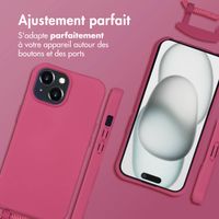 imoshion Coque arrière Color avec cordon amovible et MagSafe Apple iPhone 15 - Raspberry