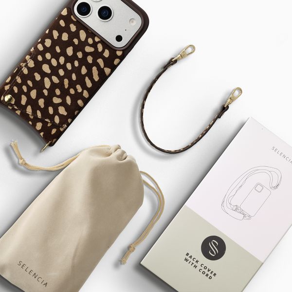 Selencia Nova coque arrière en cuir véritable avec porte-cartes Apple iPhone 17 Pro Max - Fawn Chic