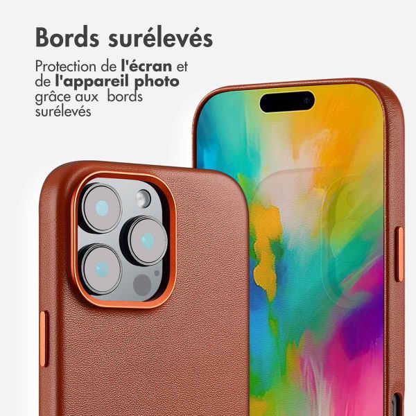 Accezz Coque arrière en cuir avec MagSafe Apple iPhone 16 Pro Max - Sienna Brown