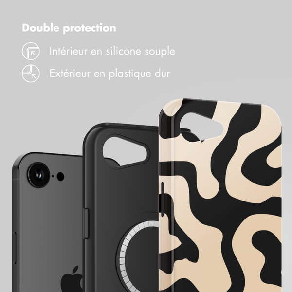 Selencia Coque arrière Vivid avec MagSafe Apple iPhone 16e - Art Wave Black