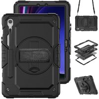 Accezz Coque arrière robuste avec bandoulière pour Samsung Galaxy Tab S9 FE 10.9 pouces / Tab S9 11.0 pouces - Noir