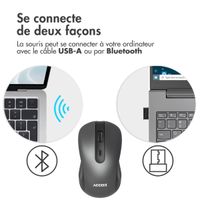 Accezz Souris sans fil - Bluetooth / Adaptateur USB-A - Gris