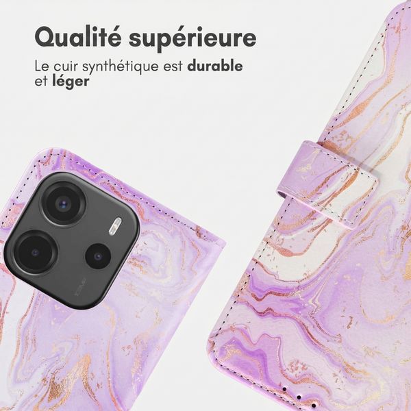 imoshion Étui de télephone portefeuille Design Xiaomi Redmi Note 14 (4G) - Purple Marble