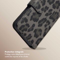 Selencia Étui de télephone portefeuille imprimé léopard Sabi Samsung Galaxy S25 / S24 - Midnight Black