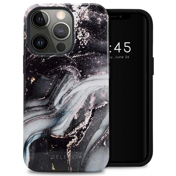 Selencia Coque arrière Vivid Tough iPhone 13 Pro - Chic Marble Black