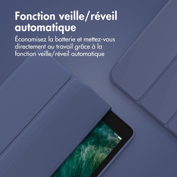 Accezz Coque tablette portefeuille Smart Silicone Apple iPad 9 (2021) 10.2 pouces / iPad 8 (2020) 10.2 pouces / iPad 7 (2019) 10.2 pouces - Bleu foncé
