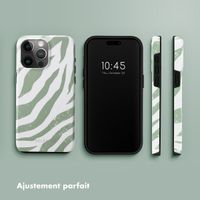 Selencia Coque arrière Vivid Apple iPhone 15 Pro Max - Colorful Zebra Sage Green
