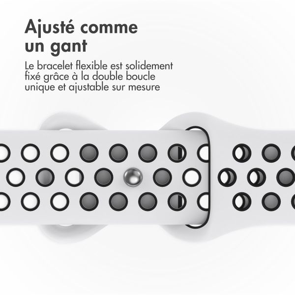 imoshion Bracelet sport⁺ Apple Watch Series 1 á 9 / SE (38/40/41 mm) | Series 10 / 11 (42 mm) - Taille S/M - Pure Platinum & Black