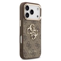 Guess Coque 4G Metal Logo Backcover Apple iPhone 17 Pro - Gold Edge - Brown