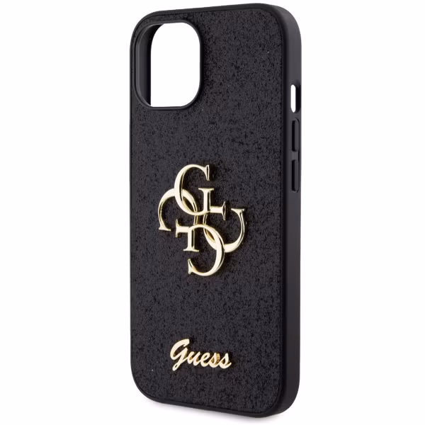 Guess Coque 4G Metal Logo Glitter Apple iPhone 15 - Noir
