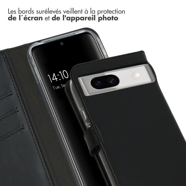 Selencia Étui de téléphone portefeuille en cuir véritable Google Pixel 8a - Noir