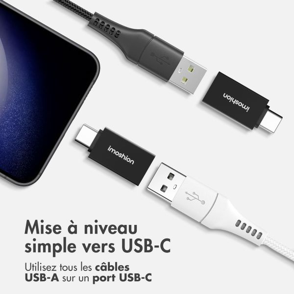 imoshion 2x Adaptateur USB-C (mâle) vers USB-A 3.2 (femelle) - OTG - Noir