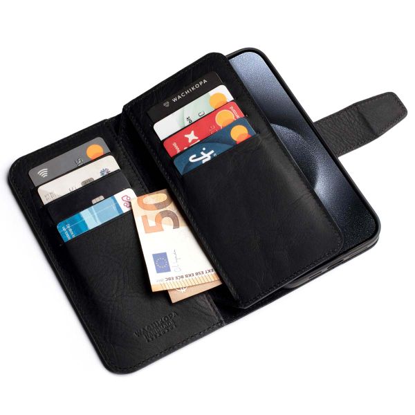Wachikopa Étui de téléphone portefeuille Multi Wallet Apple iPhone 15 Pro - Black