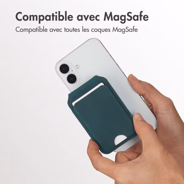 Accezz Porte-cartes MagSafe en cuir vintage avec support - Smokey Green