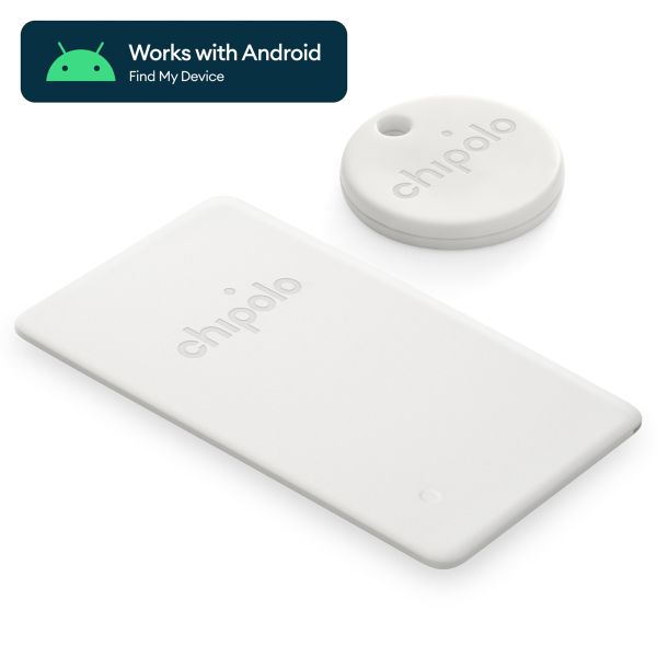 Chipolo Point Bundle - Traceur Bluetooth pour Android - 1x tag & 1x carte - Blanc