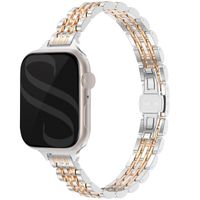 Selencia Bracelet en acier slim style Jubilee Apple Watch Series 1 t/m 9 / SE (38/40/41 mm) | Series 10 / 11 (42 mm) - Zilver & Rosé Goud / Silver & Rose Gold
