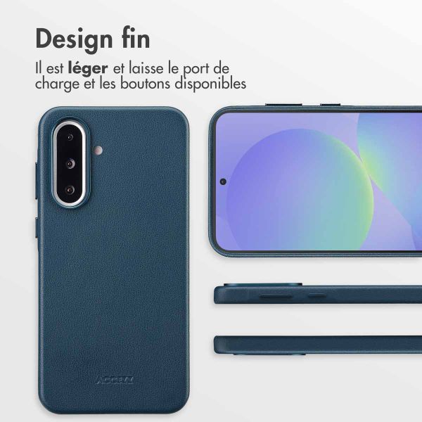 Accezz Coque arrière en cuir avec MagSafe Samsung Galaxy A36 / A56 - Nightfall Blue