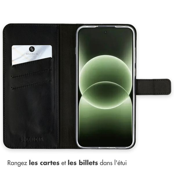 Selencia Étui portefeuille en cuir véritable OnePlus 15R - Noir