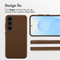 Accezz Coque arrière en cuir avec MagSafe Samsung Galaxy S25 - Marron café