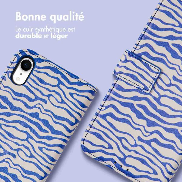 imoshion Étui de télephone portefeuille Design Apple iPhone Xr - White Blue Stripes