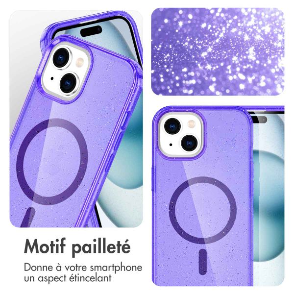 imoshion Coque Pailletée avec MagSafe Apple iPhone 15 - Paillettes Violet