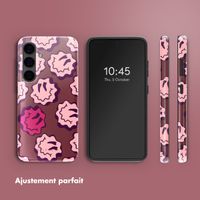 Selencia Coque arrière Vivid Samsung Galaxy S24 - Wavy Smiley Pink