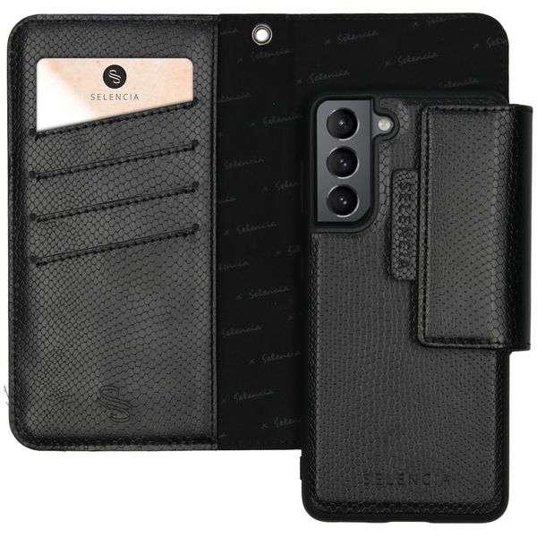 Selencia Etui portefeuille serpent amovible 2-en-1 Llyr Samsung Galaxy S21 Plus - Noir