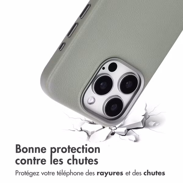 Accezz Coque arrière en cuir avec MagSafe Apple iPhone 15 Pro - Light Grey