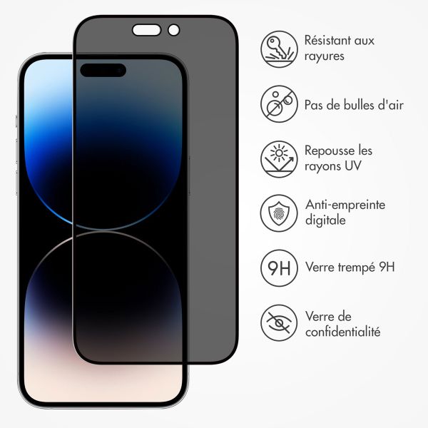 Accezz Protection d'écran en verre trempé Privacy Apple iPhone 14 Pro