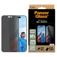 PanzerGlass Protection d'écran Privacy Ultra-Wide Fit Anti-bactérienne avec applicateur Apple iPhone 16 Pro