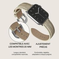 Burga Bracelet en cuir véritable Apple Watch Series 1 - 11 / SE / Ultra (44/45/46/49 mm) - Buttermelt / Silver