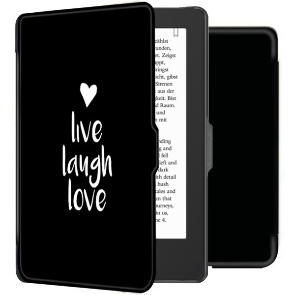 imoshion Étui de liseuse portefeuille design Slim Hard Tolino Shine 4 - Live Laugh Love