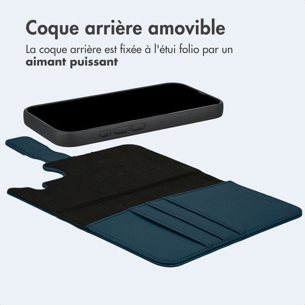 imoshion Étui portefeuille luxe 2-en-1 amovible Apple iPhone 16 - Bleu