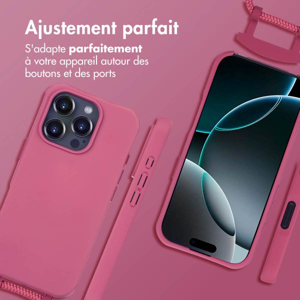 imoshion Coque arrière Color avec cordon amovible et MagSafe Apple iPhone 16 Pro - Raspberry