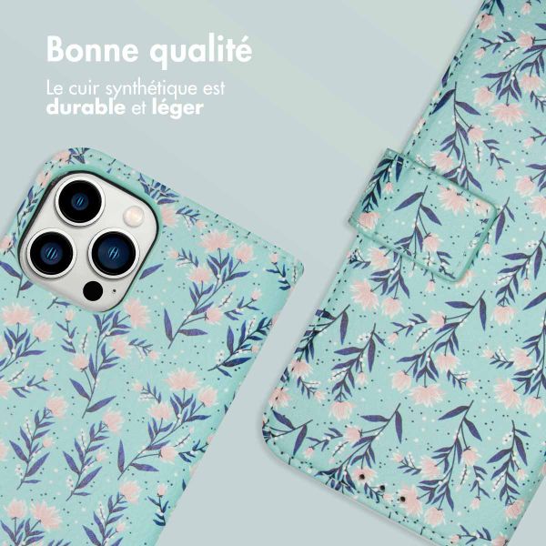 imoshion Étui de télephone portefeuille Design Apple iPhone 12 (Pro) - Blue Flowers