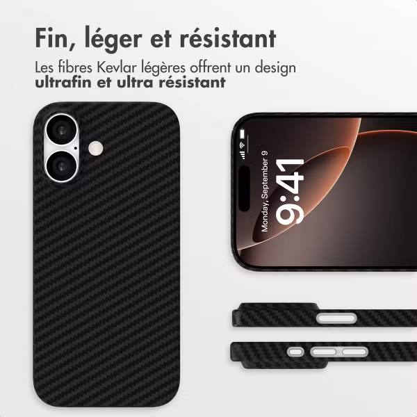 Accezz Coque Kevlar MagSafe Apple iPhone 16 - Noir