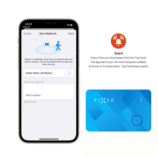 Fixed Tag Card - Tracker Bluetooth pour iOS - Bleu