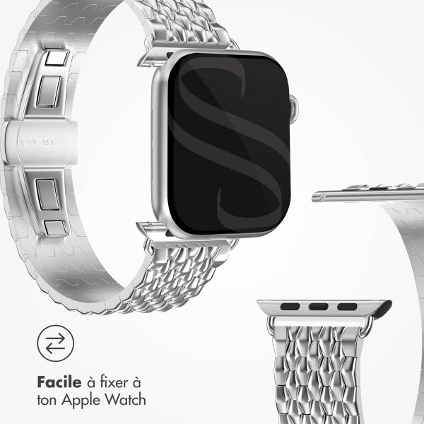 Selencia Bracelet dragon en acier Apple Watch Series 1 á 9 / SE (38/40/41 mm) | Series 10 (42 mm) - Argent