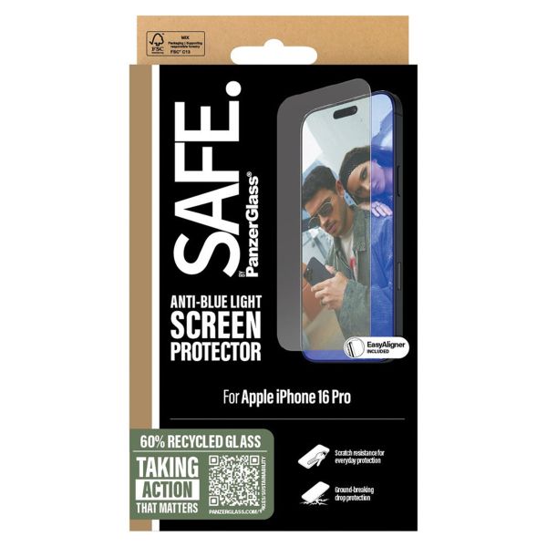 SAFE by PanzerGlass ﻿Protection d'écran EyeUltra-Wide Fit Anti avec applicateur iPhone 16 Pro