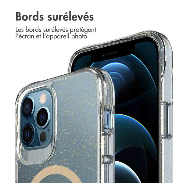 imoshion Coque arrière transparente Pailletée avec MagSafe Apple iPhone 12 (Pro) - Doré