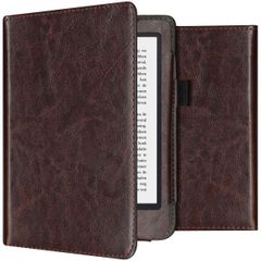 imoshion Étui de liseuse portefeuille en cuir végan Kobo Clara 2E / Tolino Shine 4 - Marron foncé