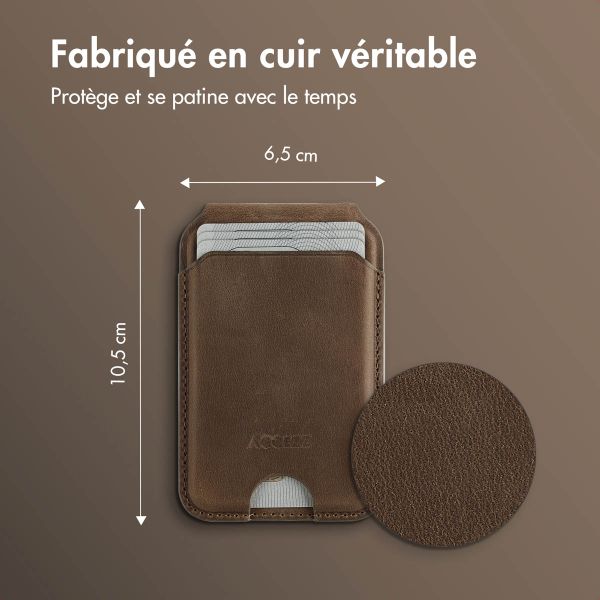 Accezz Porte-cartes MagSafe en cuir vintage avec support - Rustic Brown
