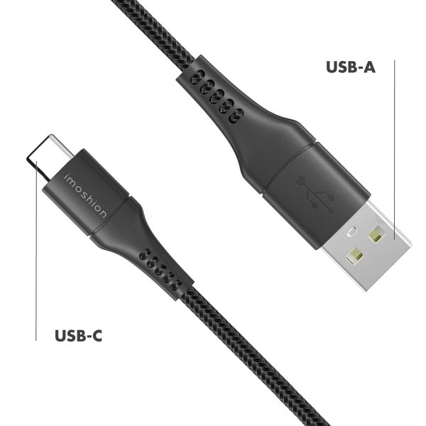 imoshion Le pack 2 Câble USB-C vers USB - Textile tressé - 1.5 mètres - Noir